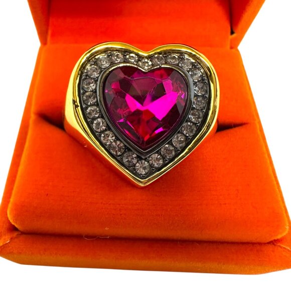 Kurt Geiger Crystal Heart Halo Cocktail Ring (NIB) - Picture 6 of 6